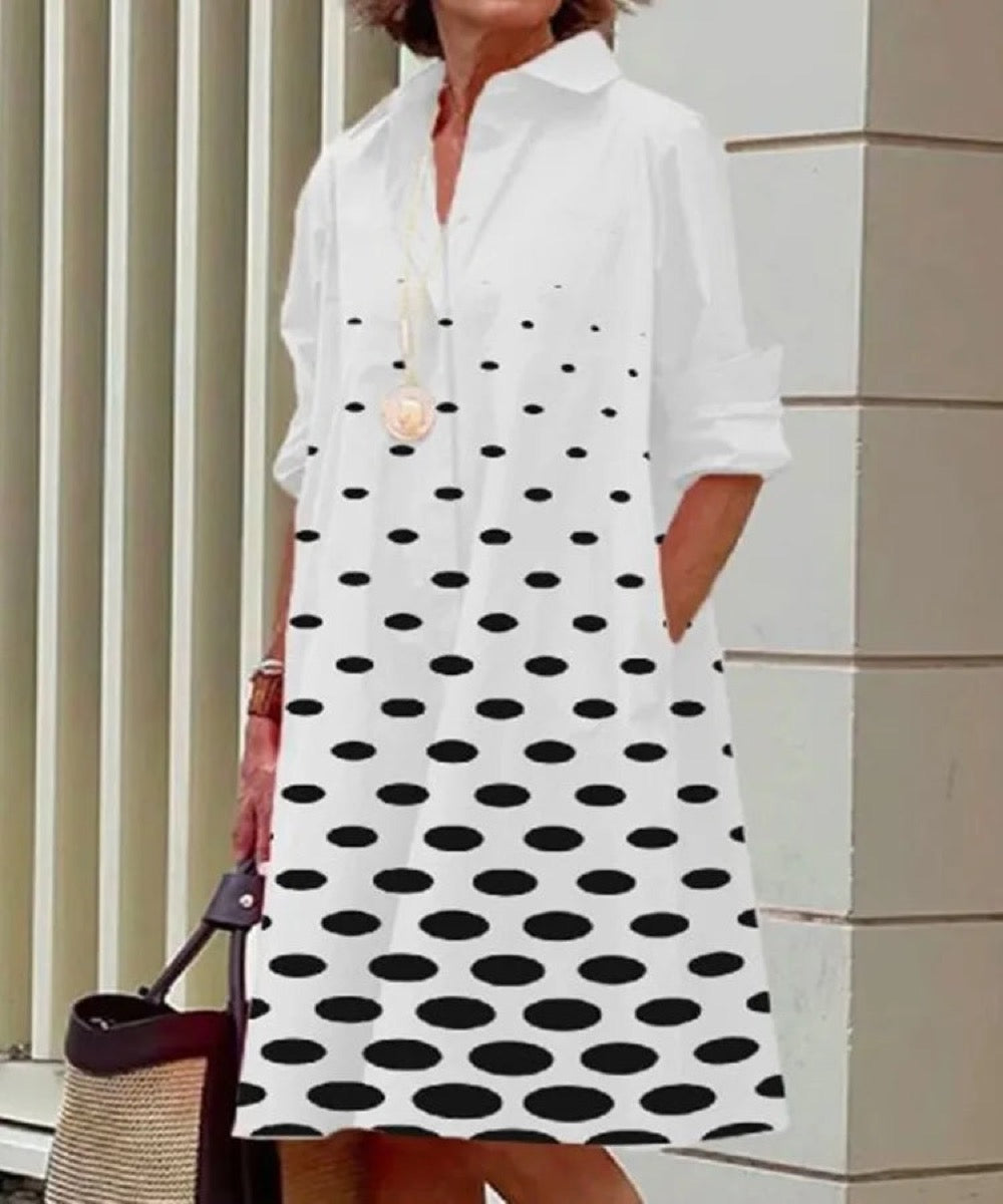 2026 Fall New Full Open Front Print Shirt Collar Long Sleeve Midi Dress Women Casual Fashion Office Wear with Belt