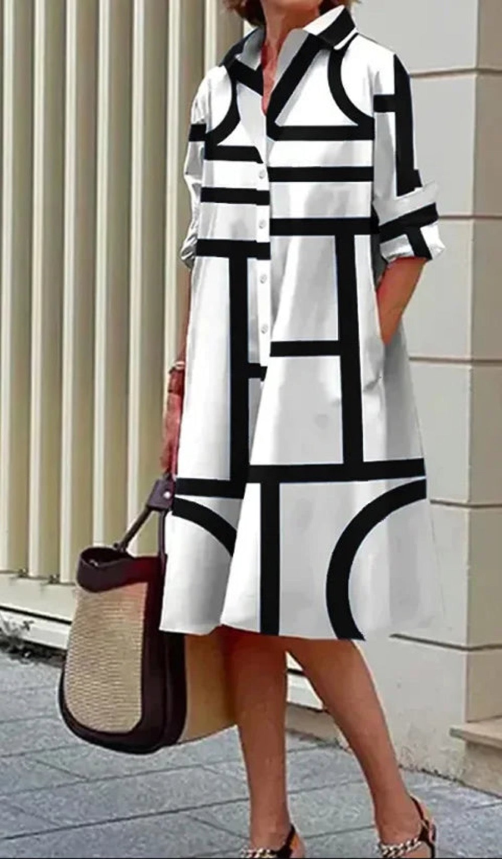 2026 Fall New Full Open Front Print Shirt Collar Long Sleeve Midi Dress Women Casual Fashion Office Wear with Belt