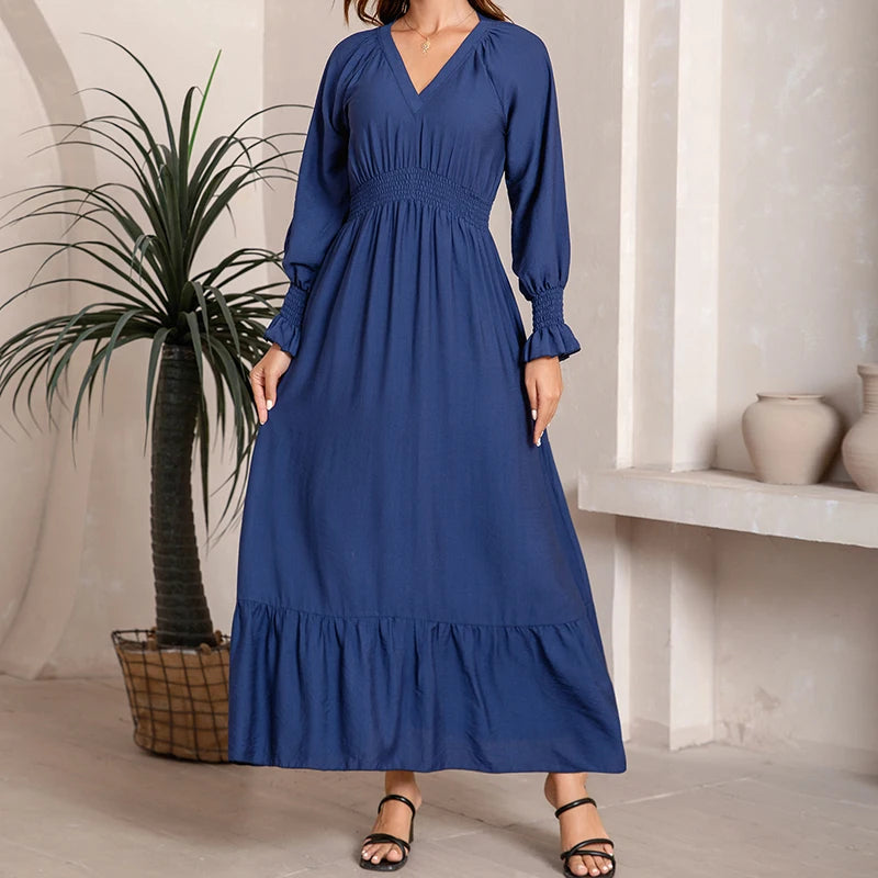 Spring/Summer Solid Color Woven Women's Dress Pleated Fitted Waist A-line Skirt Elegant High-Quality Viscose Customizable S-2XL