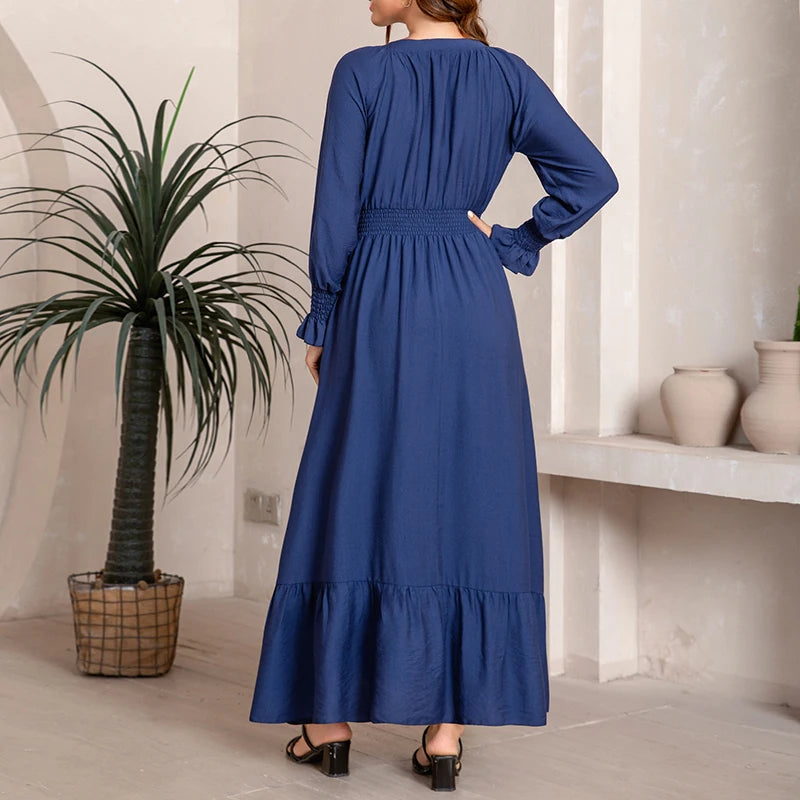 Spring/Summer Solid Color Woven Women's Dress Pleated Fitted Waist A-line Skirt Elegant High-Quality Viscose Customizable S-2XL