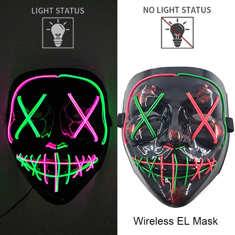 Wireless LED Halloween Party Mask – 37 Light Designs