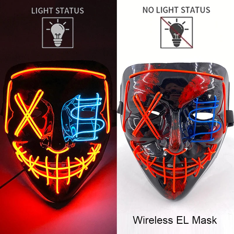 Wireless LED Halloween Party Mask – 37 Light Designs