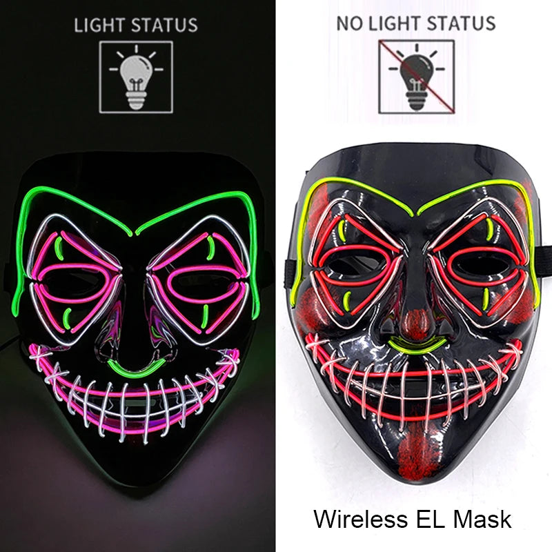 Wireless LED Halloween Party Mask – 37 Light Designs