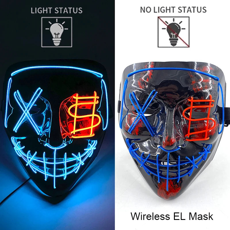 Wireless LED Halloween Party Mask – 37 Light Designs