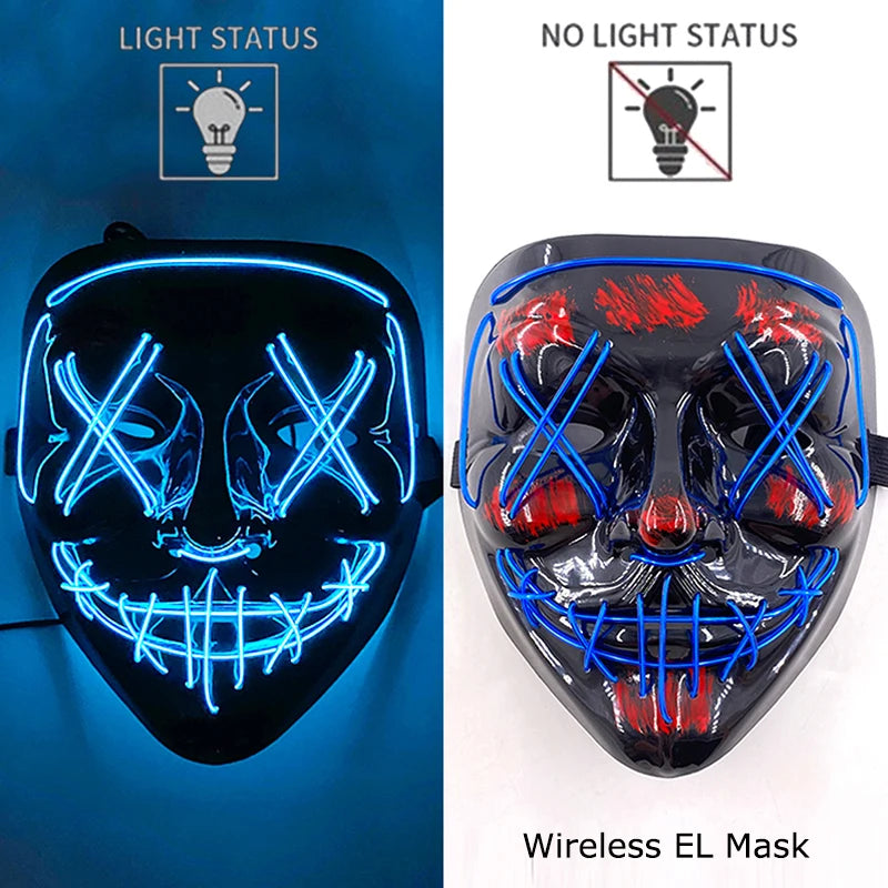 Wireless LED Halloween Party Mask – 37 Light Designs