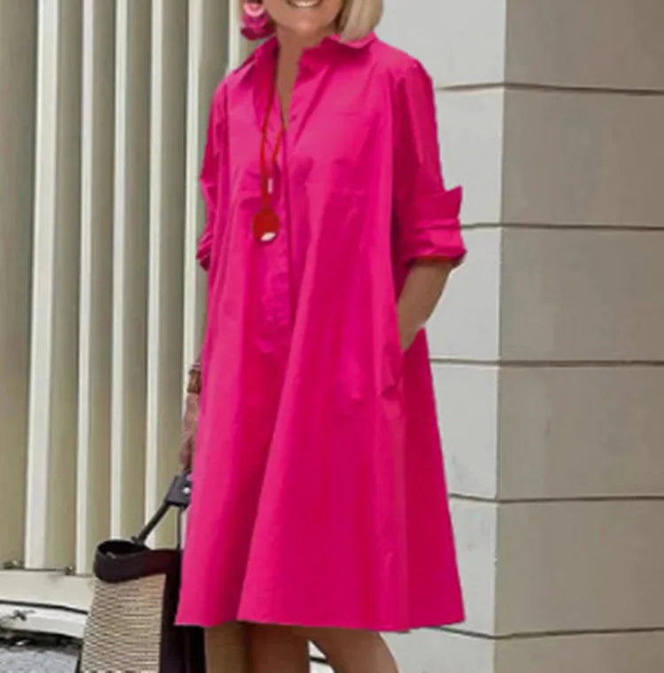 2026 Fall New Full Open Front Print Shirt Collar Long Sleeve Midi Dress Women Casual Fashion Office Wear with Belt
