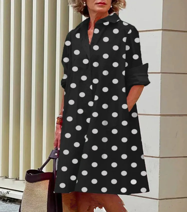 2026 Fall New Full Open Front Print Shirt Collar Long Sleeve Midi Dress Women Casual Fashion Office Wear with Belt