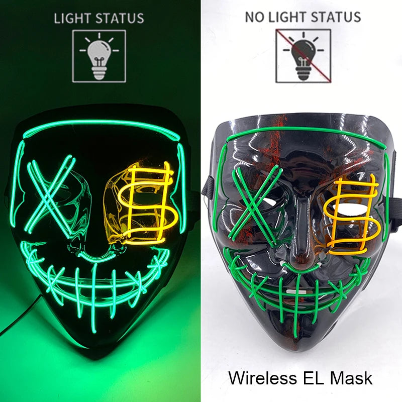 Wireless LED Halloween Party Mask – 37 Light Designs
