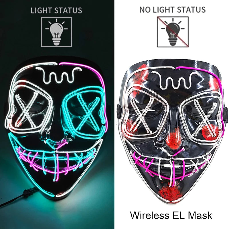 Wireless LED Halloween Party Mask – 37 Light Designs