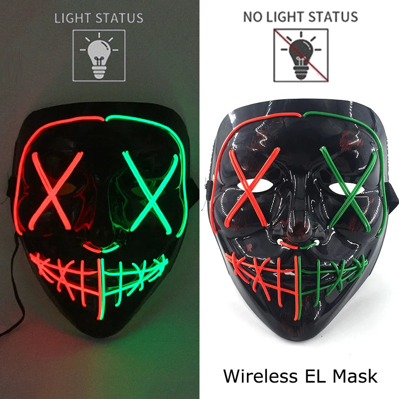 Wireless LED Halloween Party Mask – 37 Light Designs