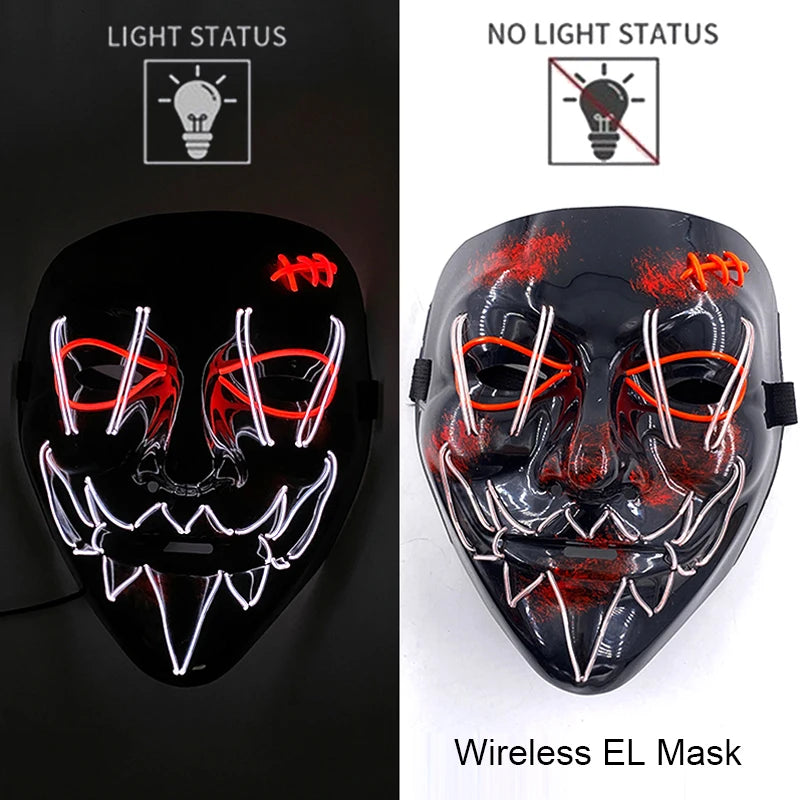 Wireless LED Halloween Party Mask – 37 Light Designs