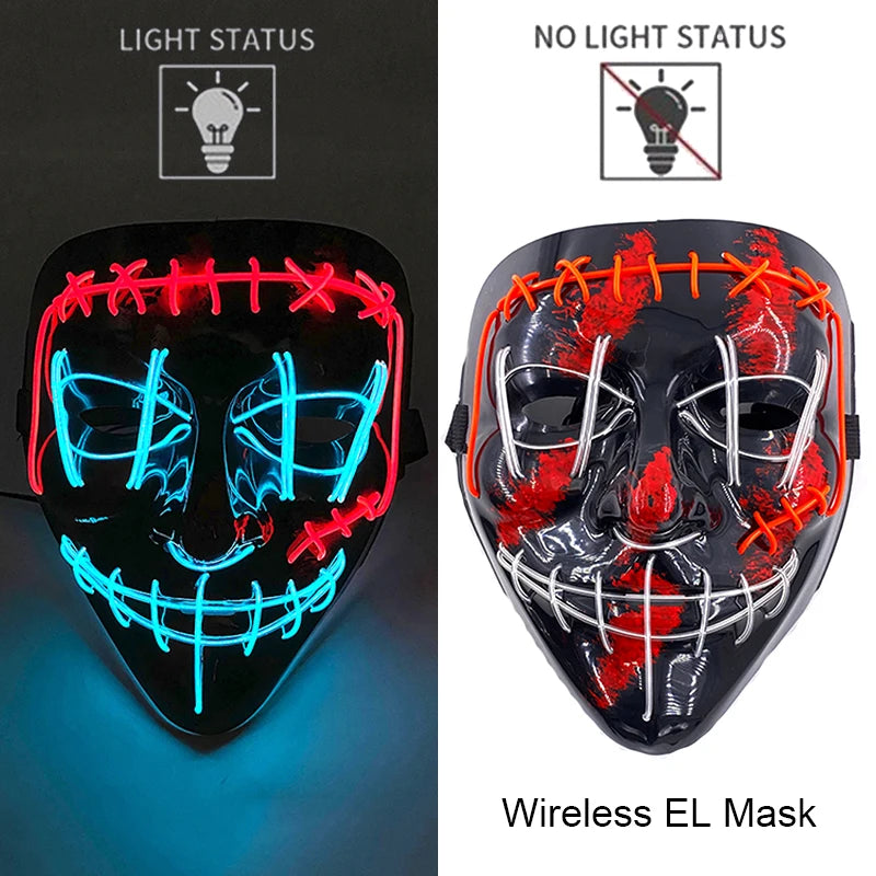 Wireless LED Halloween Party Mask – 37 Light Designs