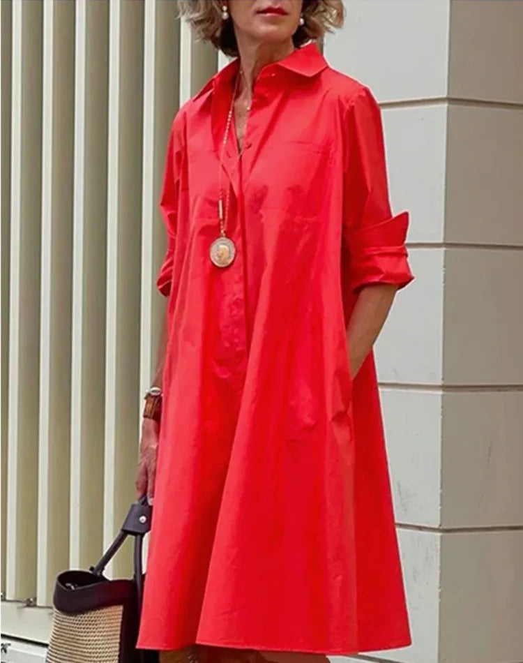 2026 Fall New Full Open Front Print Shirt Collar Long Sleeve Midi Dress Women Casual Fashion Office Wear with Belt