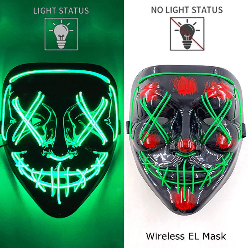 Wireless LED Halloween Party Mask – 37 Light Designs