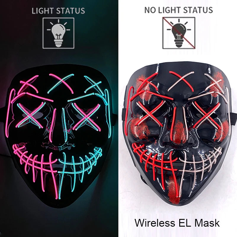 Wireless LED Halloween Party Mask – 37 Light Designs