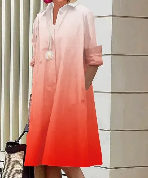 2026 Fall New Full Open Front Print Shirt Collar Long Sleeve Midi Dress Women Casual Fashion Office Wear with Belt