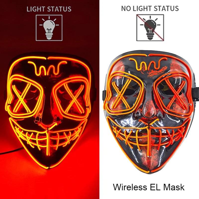 Wireless LED Halloween Party Mask – 37 Light Designs