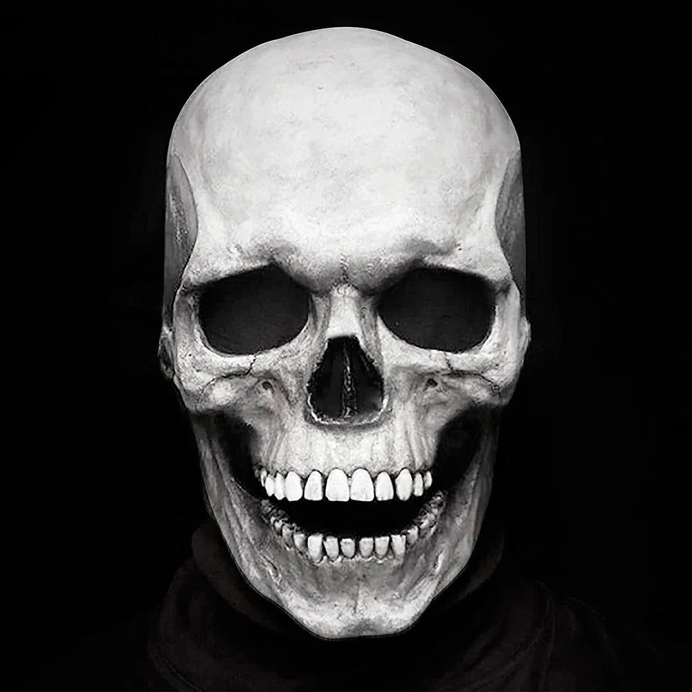 Movable-Jaw Latex Skull Halloween Mask