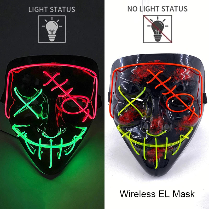 Wireless LED Halloween Party Mask – 37 Light Designs
