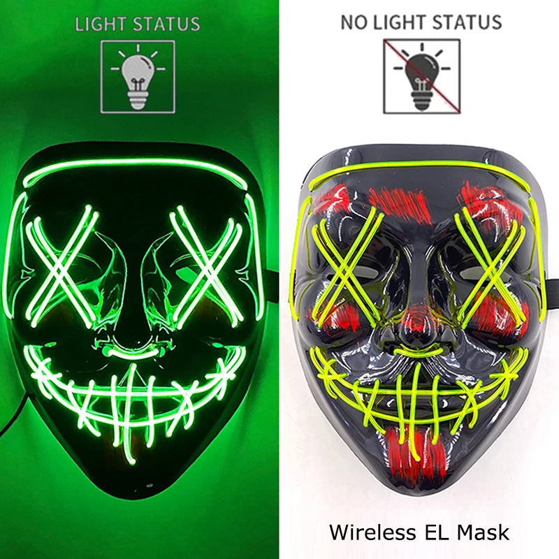 Wireless LED Halloween Party Mask – 37 Light Designs