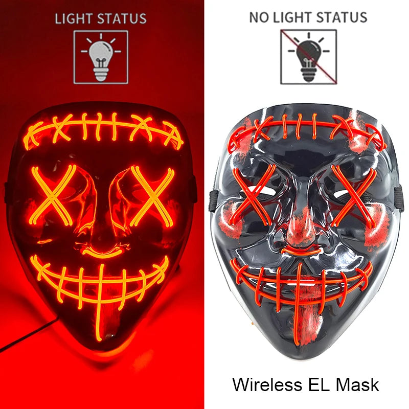 Wireless LED Halloween Party Mask – 37 Light Designs