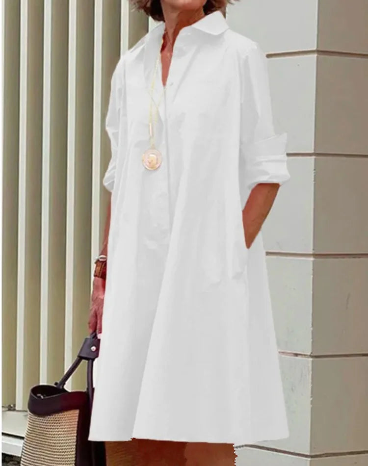 2026 Fall New Full Open Front Print Shirt Collar Long Sleeve Midi Dress Women Casual Fashion Office Wear with Belt