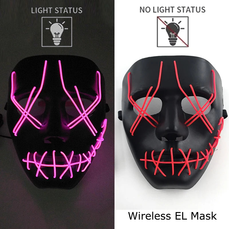Wireless LED Halloween Party Mask – 37 Light Designs