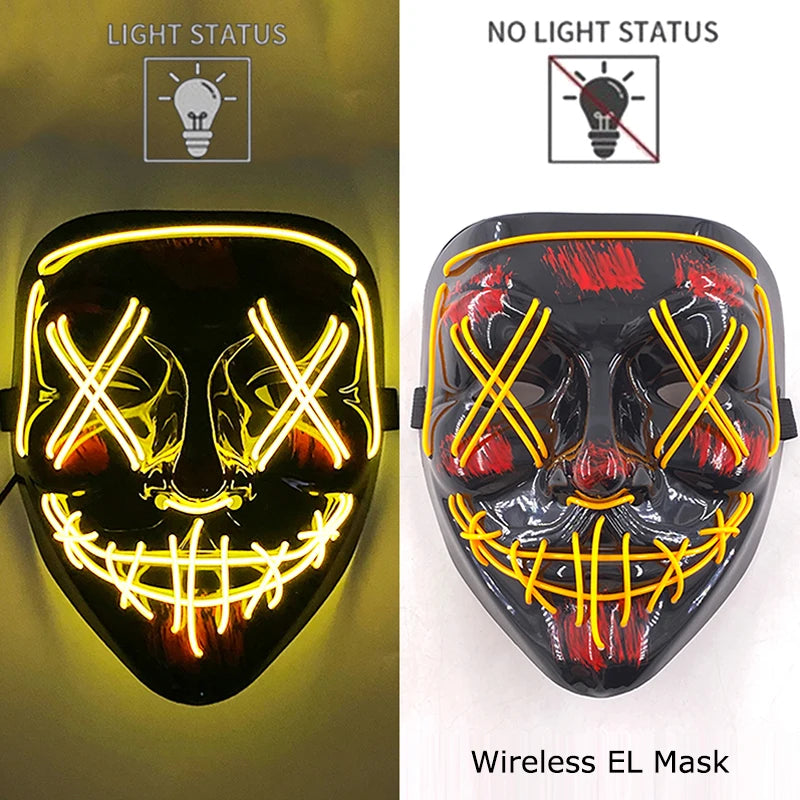 Wireless LED Halloween Party Mask – 37 Light Designs