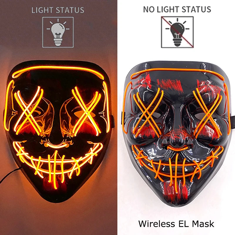 Wireless LED Halloween Party Mask – 37 Light Designs