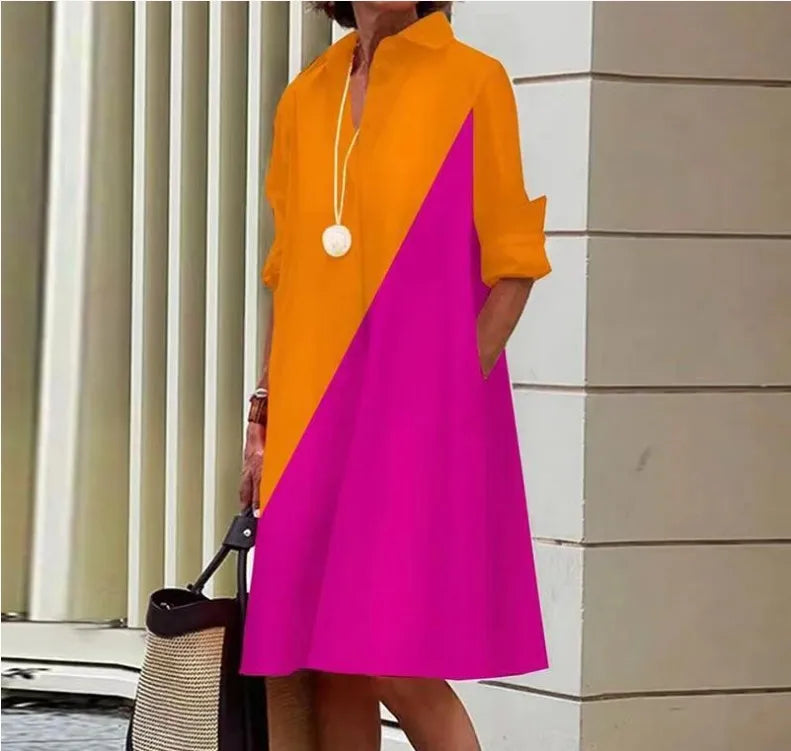 2026 Fall New Full Open Front Print Shirt Collar Long Sleeve Midi Dress Women Casual Fashion Office Wear with Belt