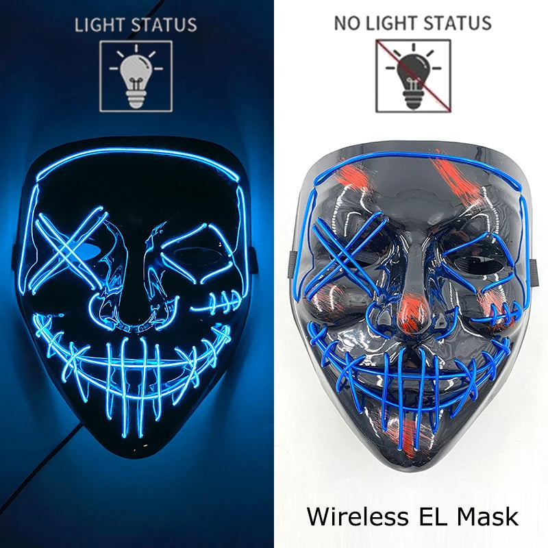 Wireless LED Halloween Party Mask – 37 Light Designs