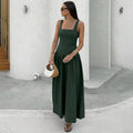 Elegant Spaghetti Strap Long Summer Green Dress 2026 Casual Straight Dress For High Waist Women Street Dresses Female