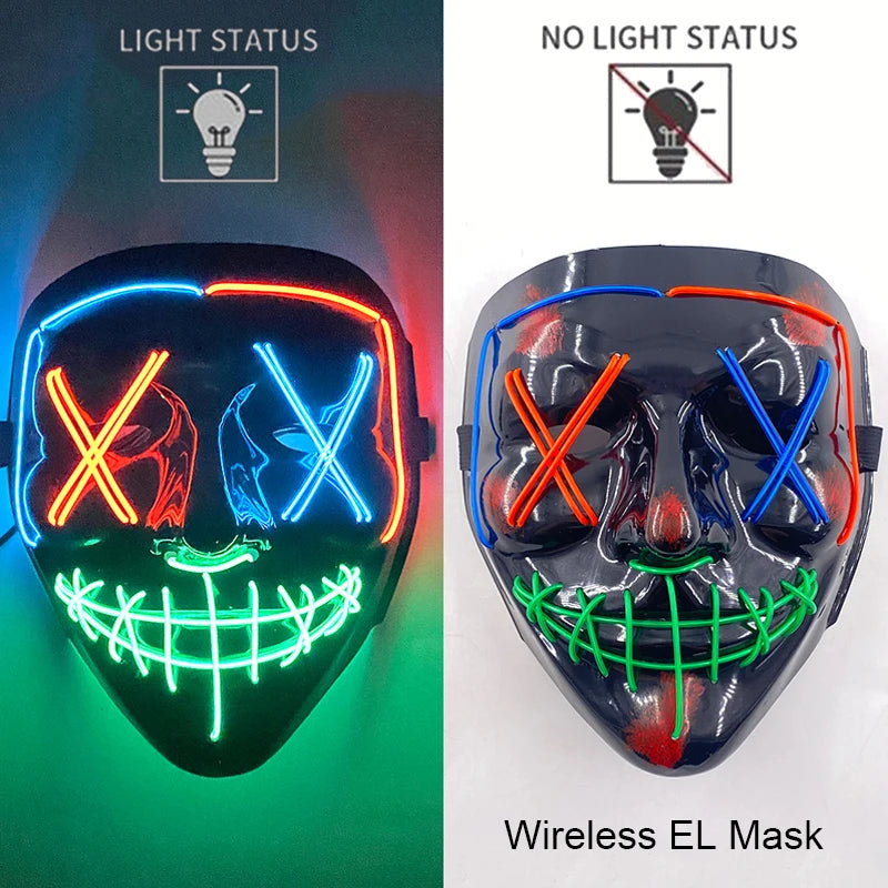 Wireless LED Halloween Party Mask – 37 Light Designs