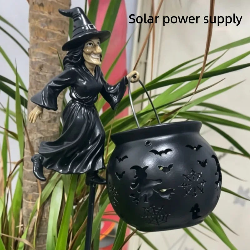 Light-Up Witch Cauldron Halloween Yard Stake – 2D or 3D