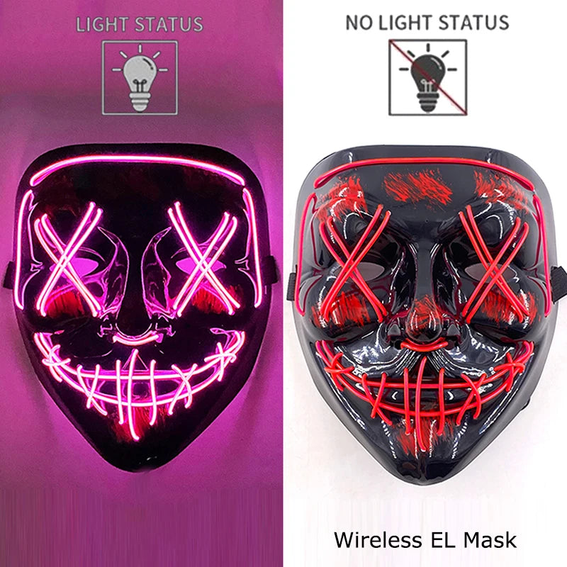 Wireless LED Halloween Party Mask – 37 Light Designs