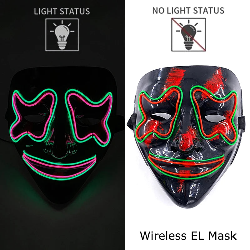 Wireless LED Halloween Party Mask – 37 Light Designs