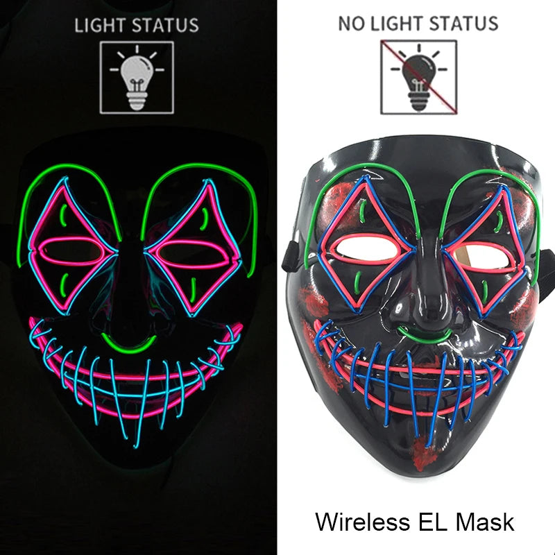 Wireless LED Halloween Party Mask – 37 Light Designs
