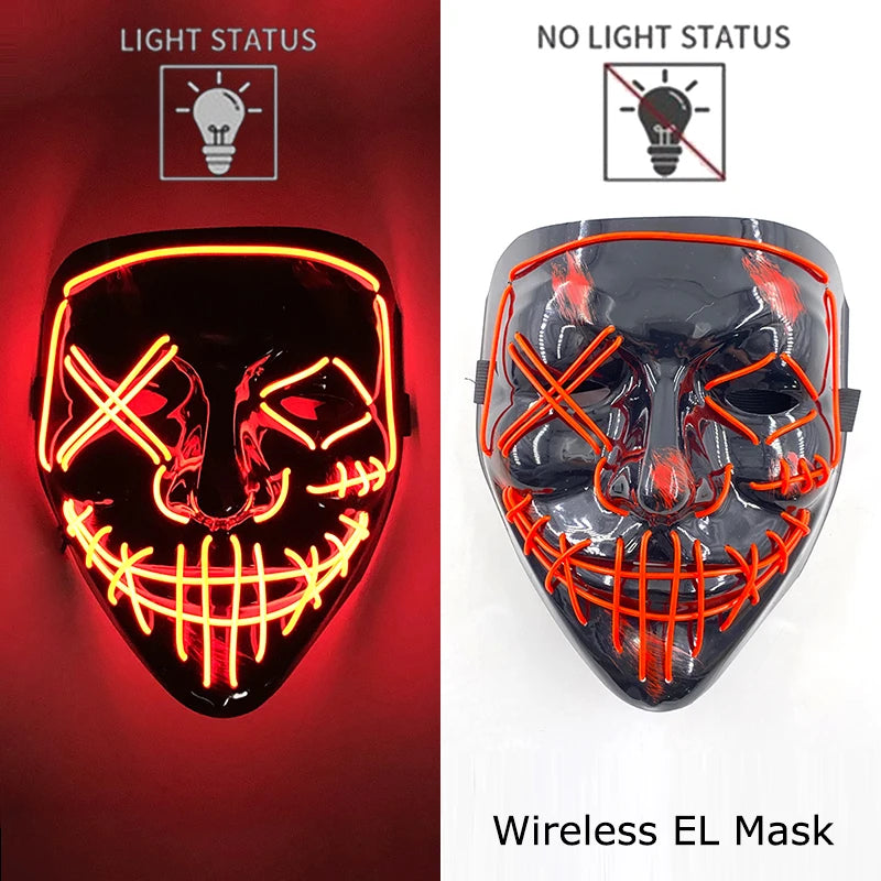 Wireless LED Halloween Party Mask – 37 Light Designs