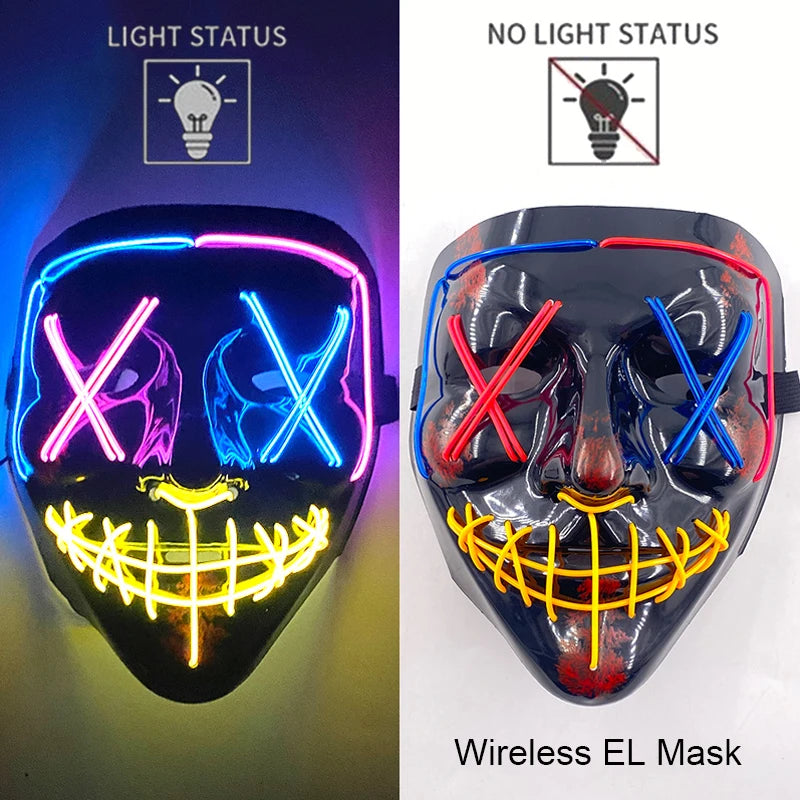 Wireless LED Halloween Party Mask – 37 Light Designs