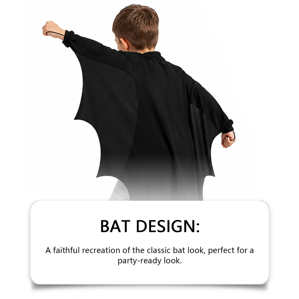 Kids Bat Costume Set Black Bat Cape Mask Arm Sleeves Halloween Cosplay Outfit Children Role Play Party Fancy Dress Costume