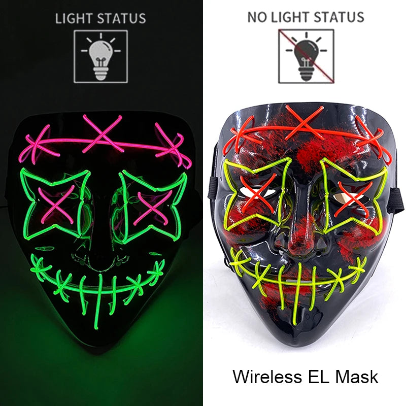 Wireless LED Halloween Party Mask – 37 Light Designs