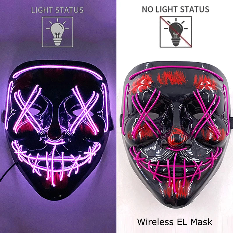 Wireless LED Halloween Party Mask – 37 Light Designs