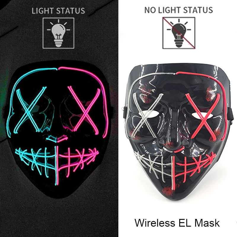 Wireless LED Halloween Party Mask – 37 Light Designs