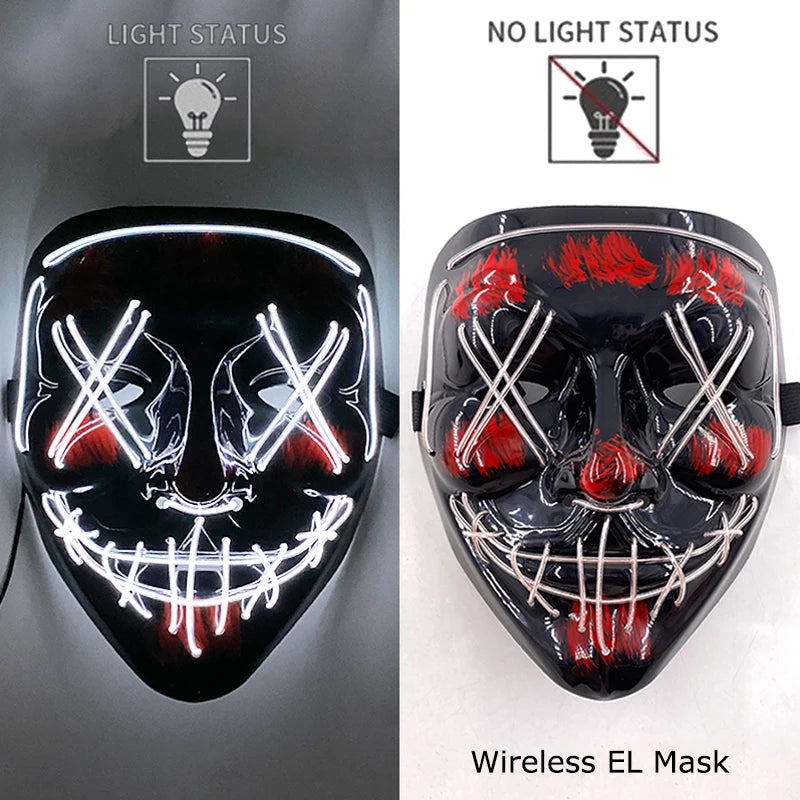 Wireless LED Halloween Party Mask – 37 Light Designs
