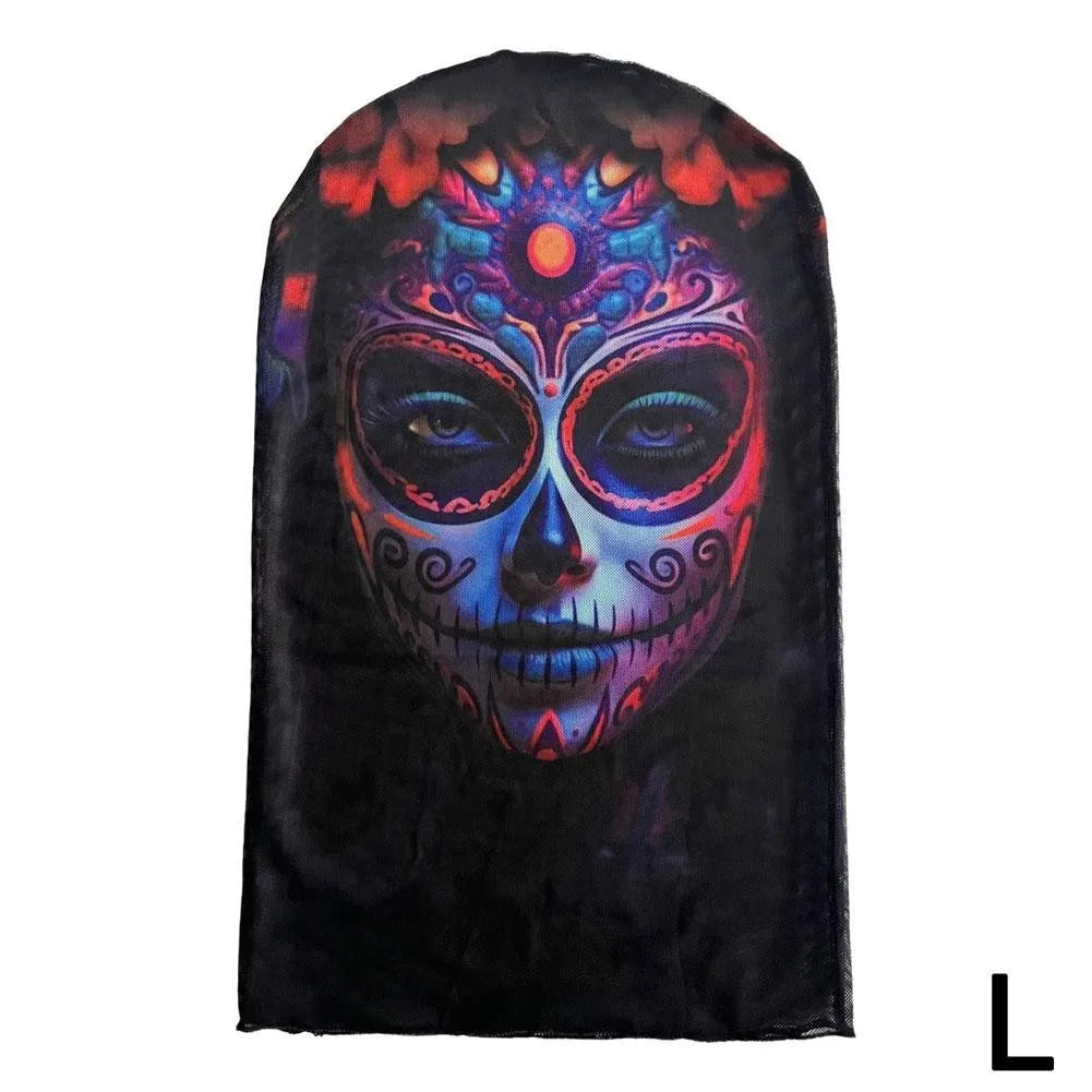 Skeleton Full Face Fashion Headwear Mask Motorcycle Perspective Net Balaclava Bike Outdoor Wearing Halloween, Christmas Mask