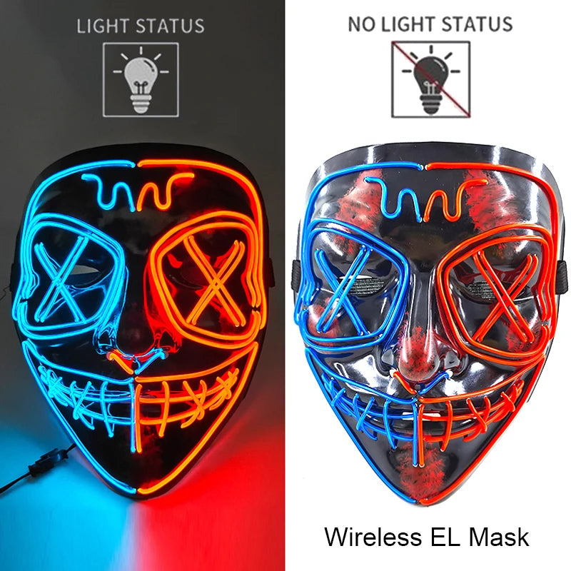 Wireless LED Halloween Party Mask – 37 Light Designs