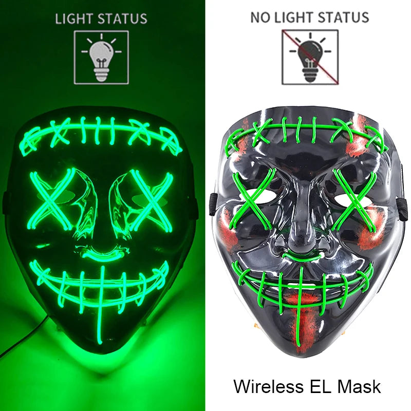 Wireless LED Halloween Party Mask – 37 Light Designs