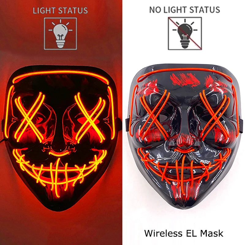 Wireless LED Halloween Party Mask – 37 Light Designs