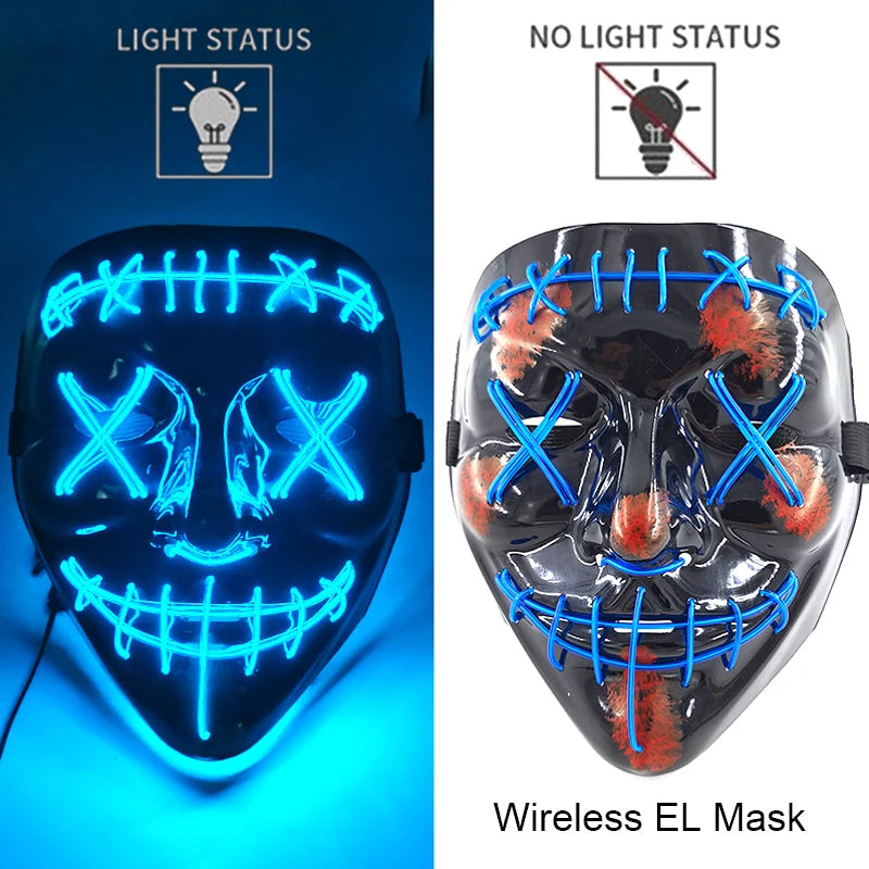 Wireless LED Halloween Party Mask – 37 Light Designs